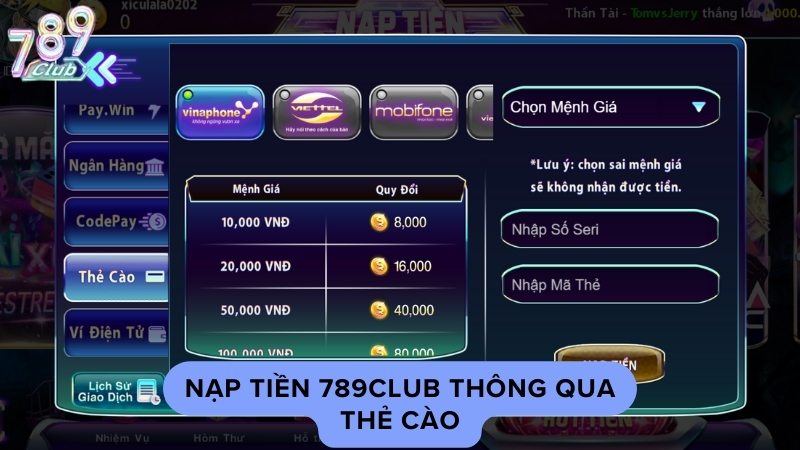 Nạp tiền 789Club thông qua Autopay